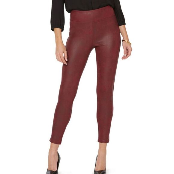 NYDJ Coated Skinny Leggings Pull-On Slimming pants Burgundy XXS/XS $89 NWT - Picture 4 of 8